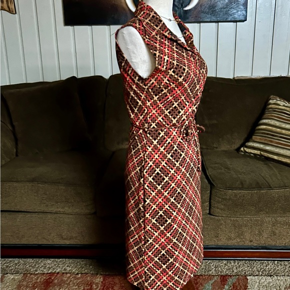 A’ Gaci • Vintage • Large • USA • Brown/Black/Red • Plaid • Sleeveless Dress - Picture 11 of 13